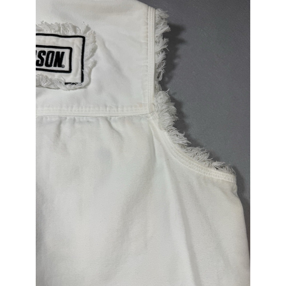 100% Cotton Harley Davidson Embroidered Women's White Cut Off Vest Size L Moto - Picture 8 of 10